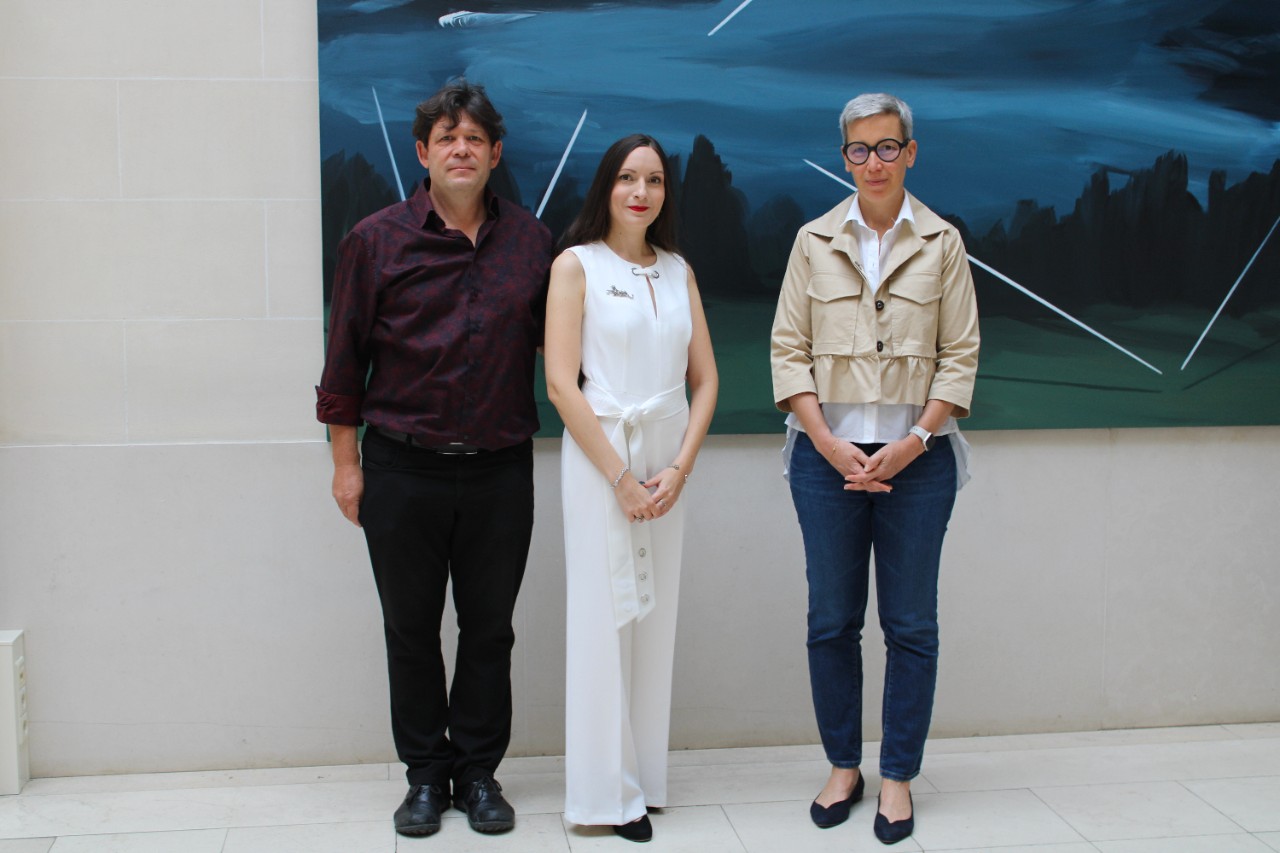 (de g. à dr.)  Foni Le Brun, directeur de l'Institut national de recherches archéologiques ; Nena Sand ; Sam Tanson, ministre de la Culture