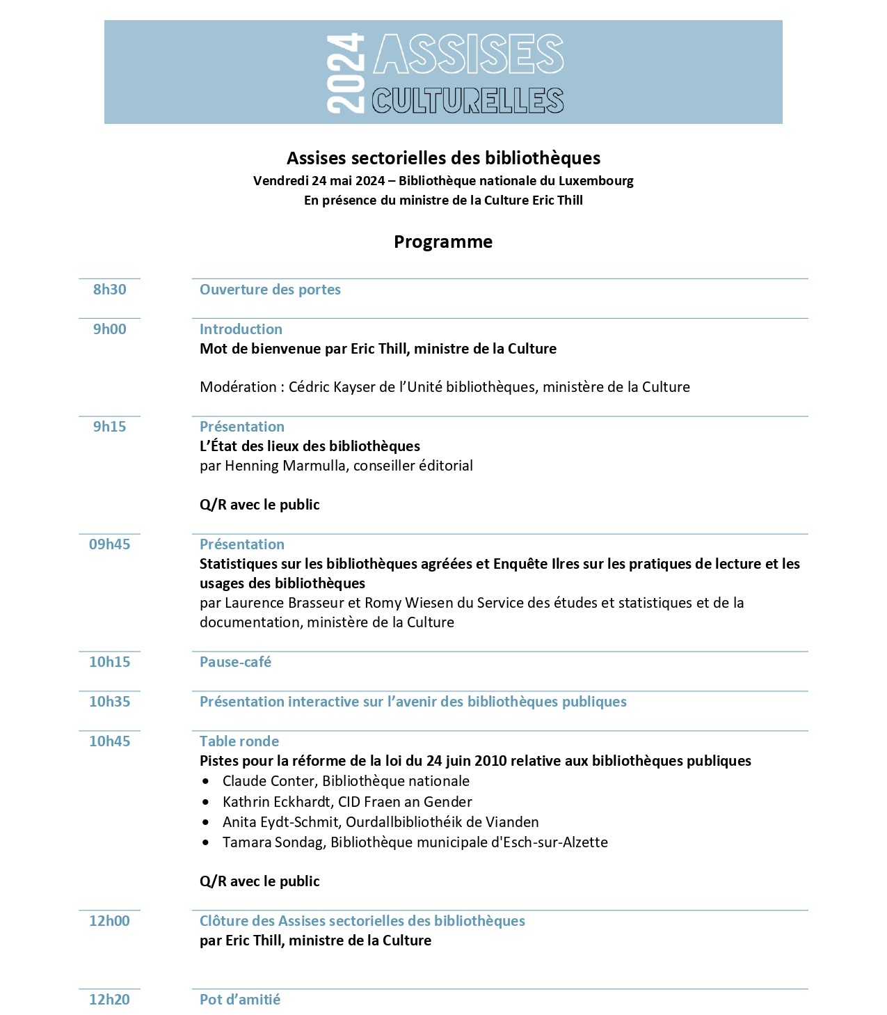 Programme des Assises sectorielles des bibliothèques  (Pdf, 461 Ko)